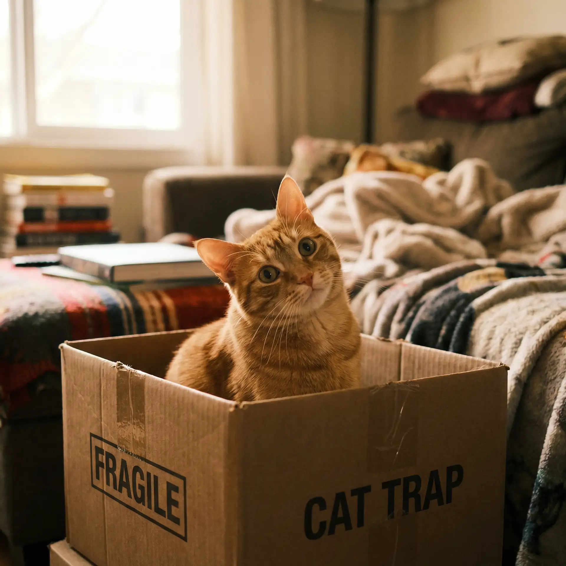 橘猫躲在纸箱里 - 狭路年三十儿