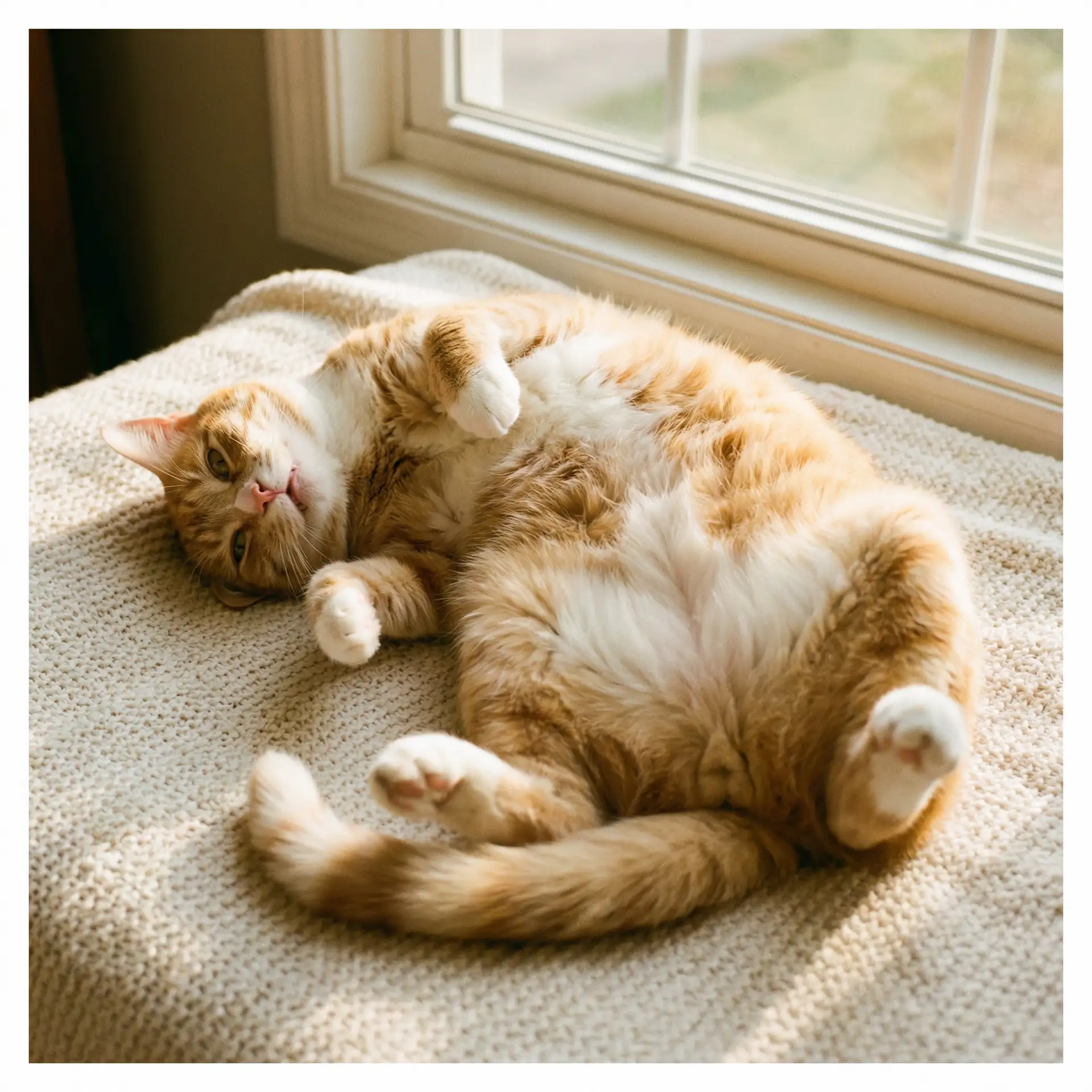 猫咪仰躺露出肚皮 - 狭路年三十儿